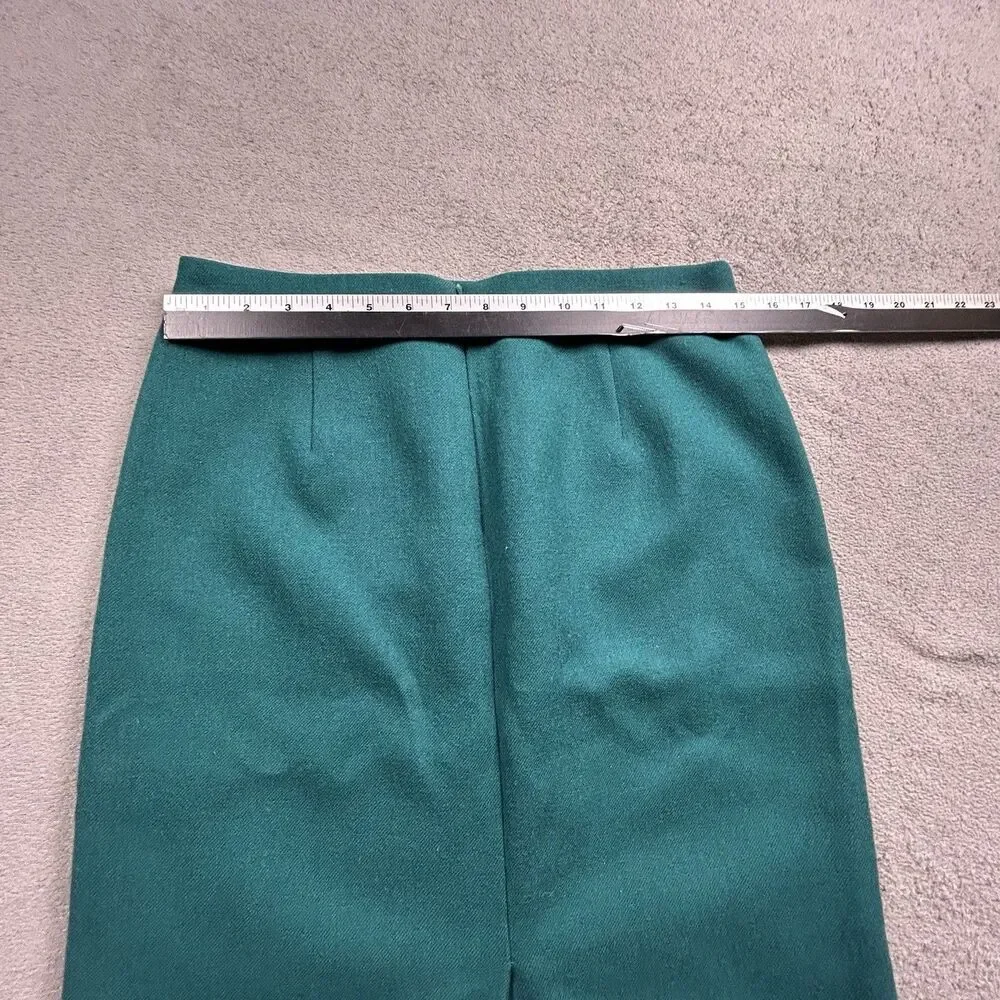 J.Crew No. 2 Pencil Skirt Womens 4 Green 100% Wool Classic Preppy Office Career